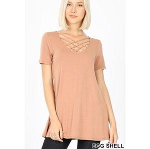 Short sleeve tripple lattice top